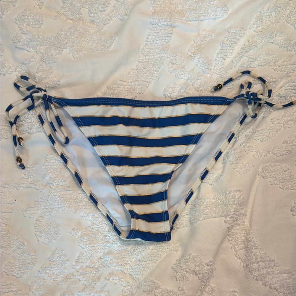U.S. Polo Assn. Blue and White Striped Bikini Bottom